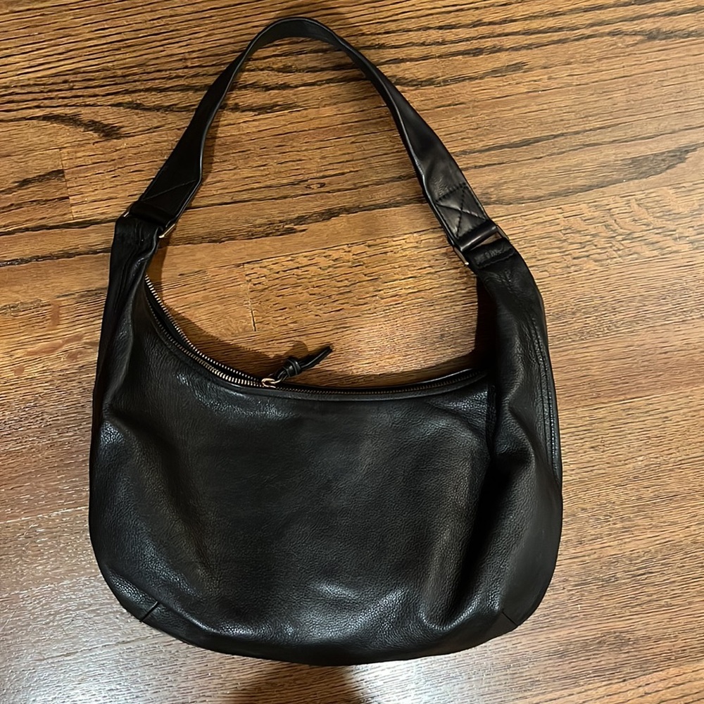 Madewell Black Leather Piazza Slouch Shoulder Bag